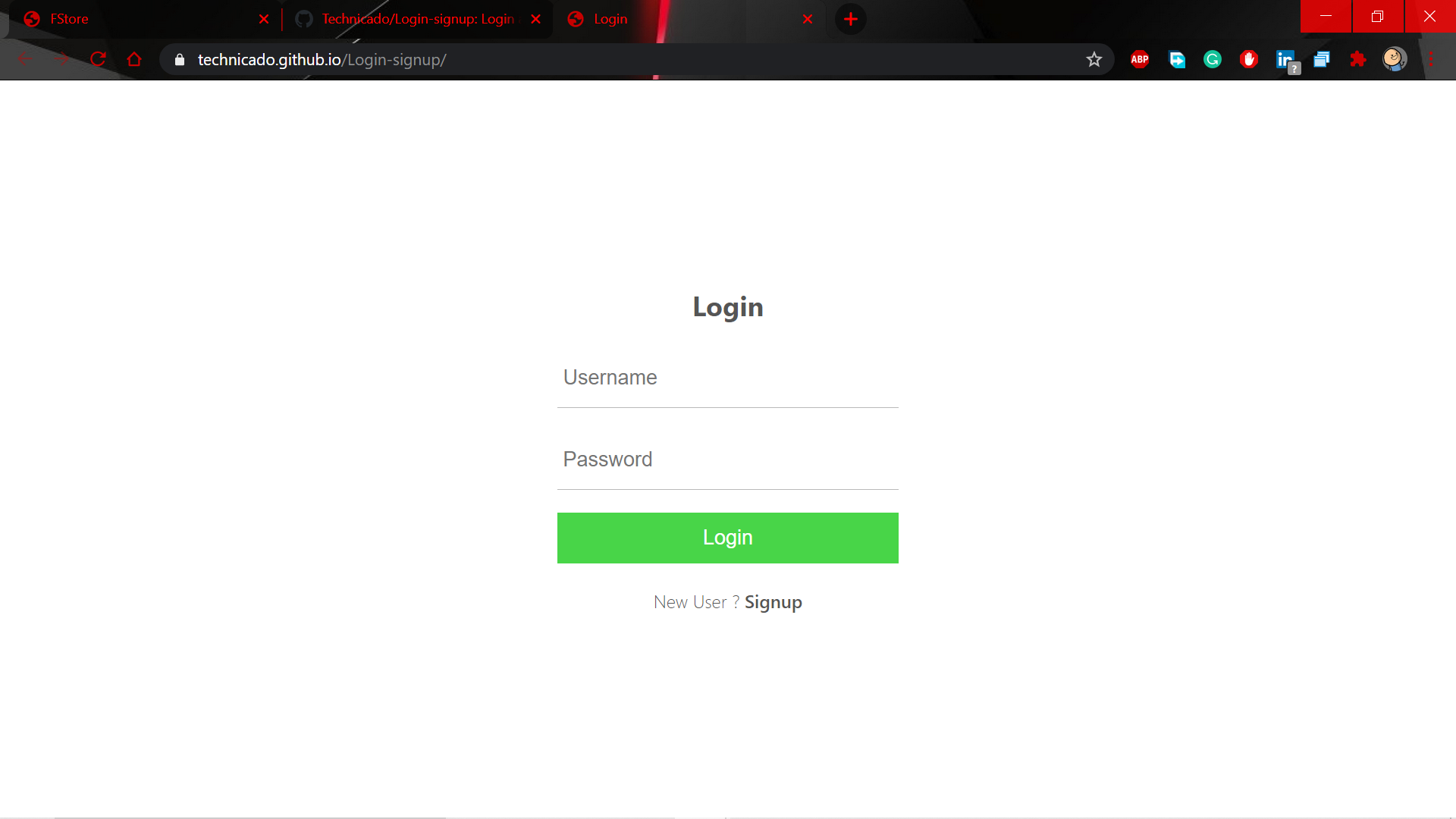 Login screenshot