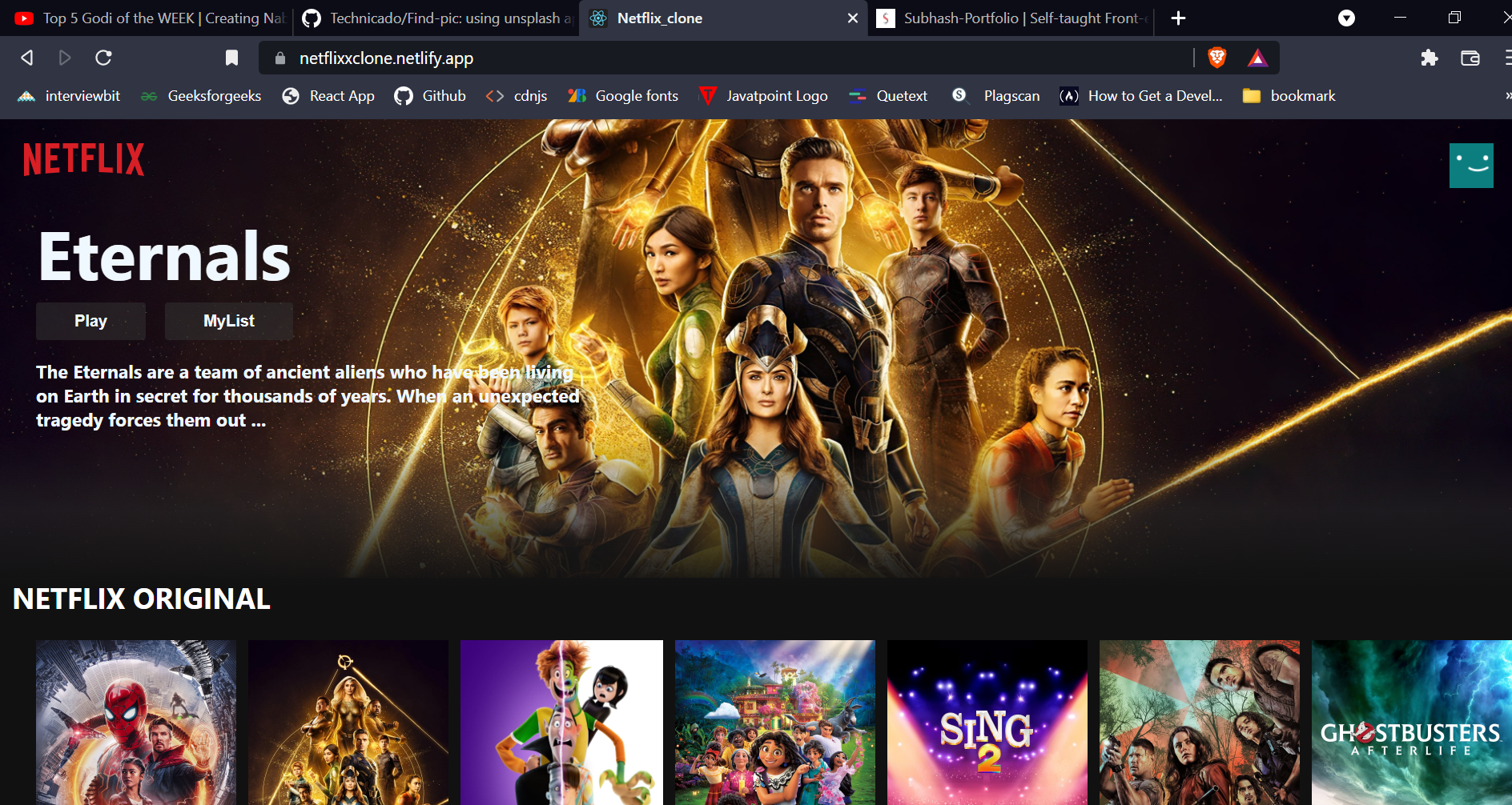 netflix-clone website screenshot